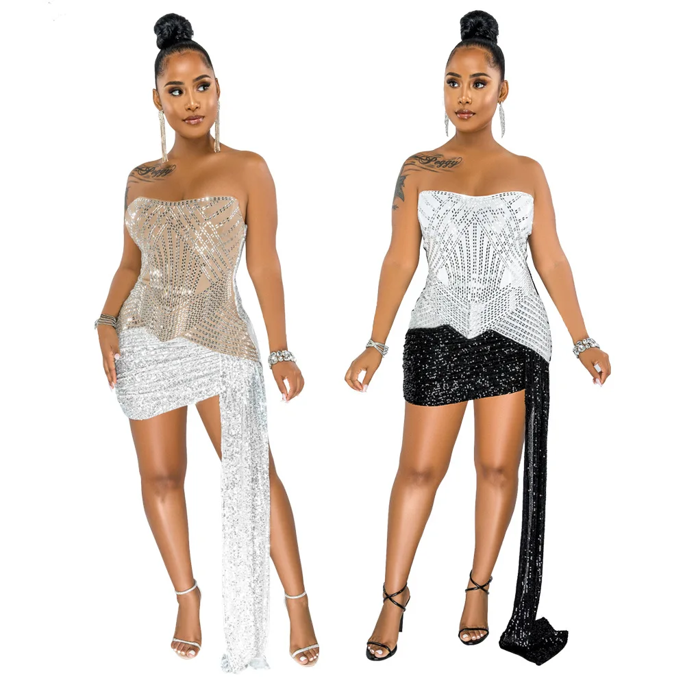 Fashion N0ew Sexy Nightclub Party Tube Top Hot Diamond Sequin Evening Dress Bag Hip Skirt Female
Fashion N0ew Sexy Nightclub Party Tube Top Hot Diamond Sequin Evening Dress Bag Hip Skirt Female