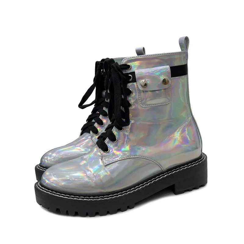 2020 Winter Shoes Women Boots Lace Up Platform Motorcyle Boots Zip booties Silver Ankle Boots Female botines mujer LJB257 
2020 Winter Shoes Women Boots Lace Up Platform Motorcyle Boots Zip booties Silver Ankle Boots Female botines mujer LJB257