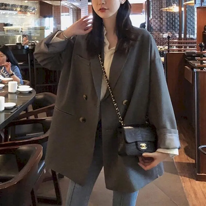 2021 Spring Elegant Woman Jacket Turn Down Collar Long Sleeve Double Breast Blazer Women Work Style Solid Simple Coat Harajuku
2021 Spring Elegant Woman Jacket Turn Down Collar Long Sleeve Double Breast Blazer Women Work Style Solid Simple Coat Harajuku