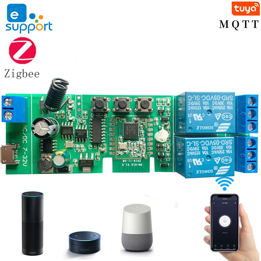 2CH DC5-32v Ewelink ZigBee Relay Module Remote Control Light Switch Vioce Alexa Google Home Sonoff/Tuya Smart Hub Gateway Bridge
2CH DC5-32v Ewelink ZigBee Relay Module Remote Control Light Switch Vioce Alexa Google Home Sonoff/Tuya Smart Hub Gateway Bridge
