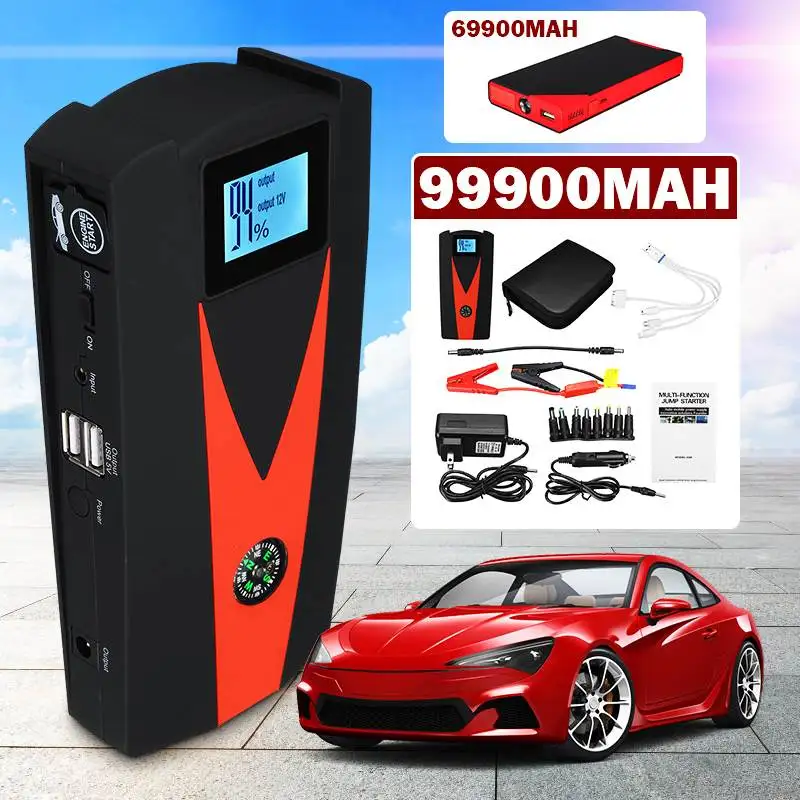 12V 99900mAh Car Jump Starter Power Bank Starting Charger Car Quick Starter Emergency Booster Car Charger Jump Starting Device
12V 99900mAh Car Jump Starter Power Bank Starting Charger Car Quick Starter Emergency Booster Car Charger Jump Starting Device