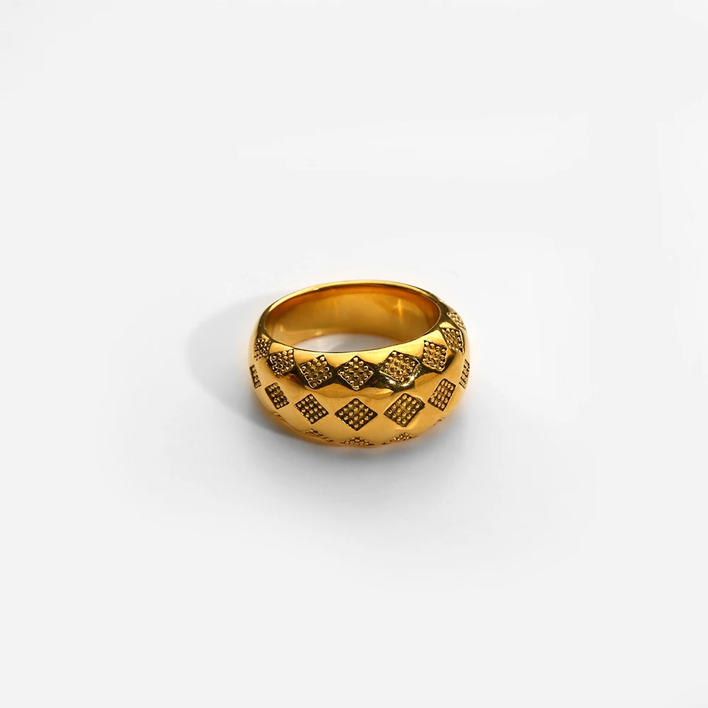 Chunky Diamond Lattice Singet Finger Ring For Women 316L Stainless Steel Gold Plated Chic Geometric Finger Ring Jewelry New
Chunky Diamond Lattice Singet Finger Ring For Women 316L Stainless Steel Gold Plated Chic Geometric Finger Ring Jewelry New