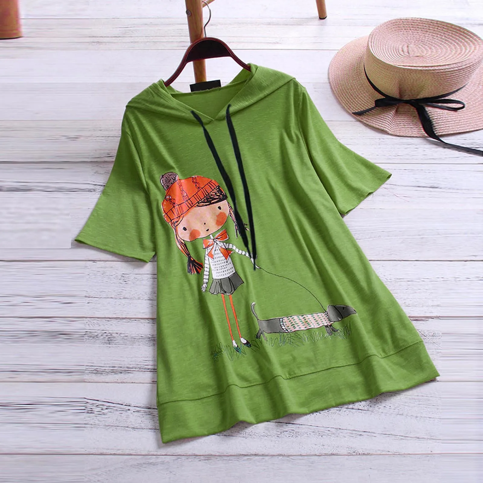 Womens Blouses Casual Cartoon Print Hooded Short Sleeve Plus Size Top Blouses Harajuku Korean Style Graphic Fashion Tops 2021
Womens Blouses Casual Cartoon Print Hooded Short Sleeve Plus Size Top Blouses Harajuku Korean Style Graphic Fashion Tops 2021