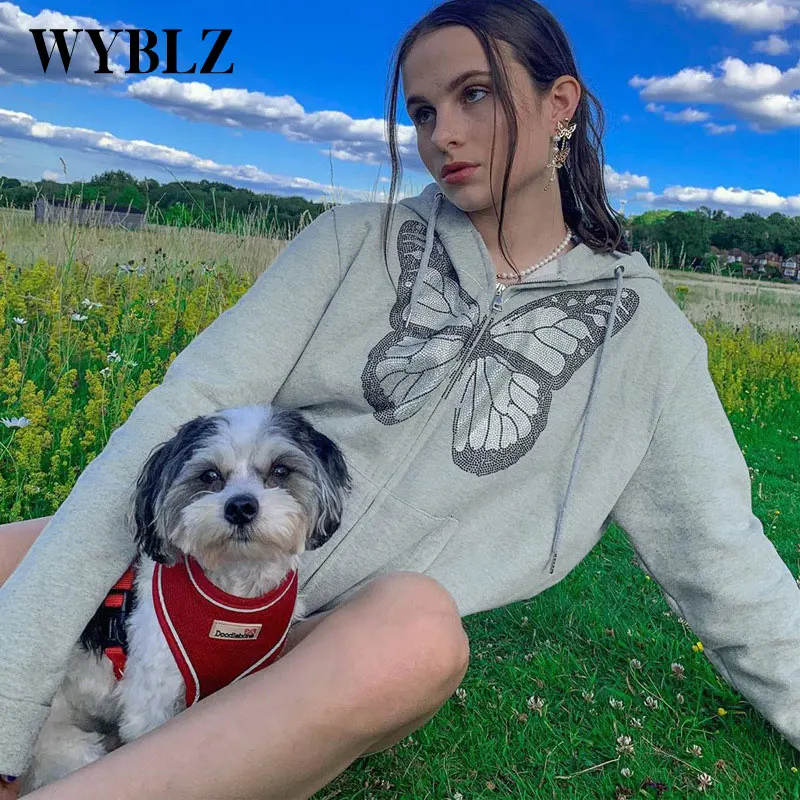Casual Loose Coat Jacket Women Oversize Sweatshirts Fashion y2k Butterfly Pattern Zipper Hoodies Women's Clothes Autumn Spring
Casual Loose Coat Jacket Women Oversize Sweatshirts Fashion y2k Butterfly Pattern Zipper Hoodies Women's Clothes Autumn Spring