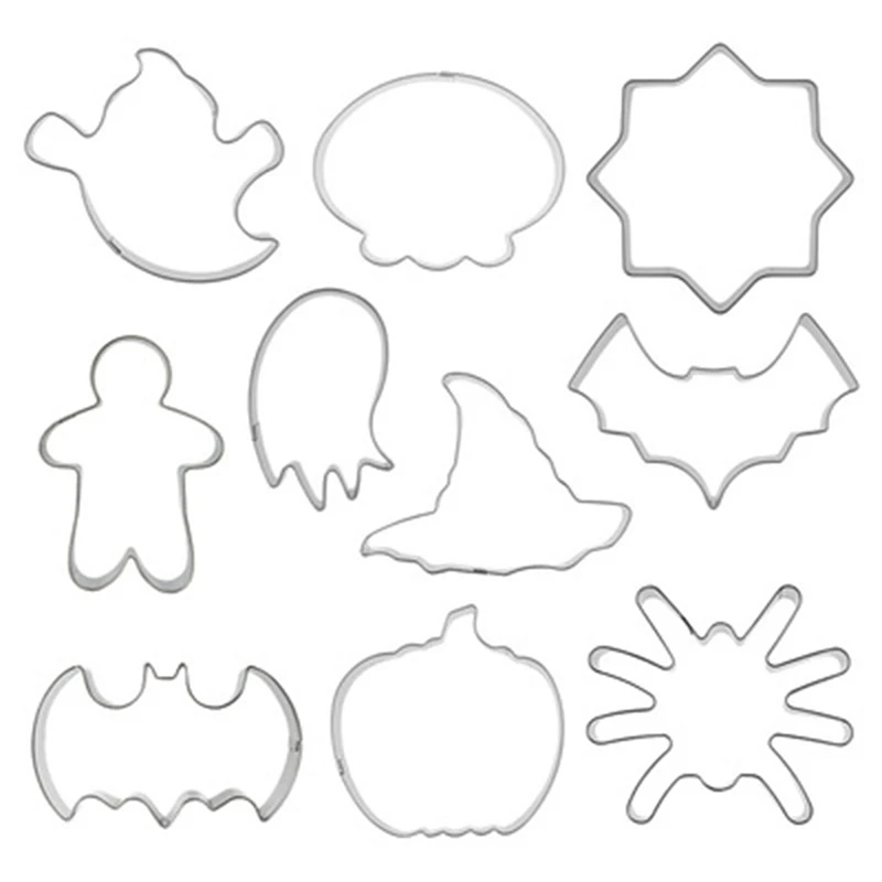 Practical 10Pc Halloween Bat Pumpkin Ghost Stainless Steel Cookies Cutter Cake Decorating Fondant Biscuit Mold Baking Tool
Practical 10Pc Halloween Bat Pumpkin Ghost Stainless Steel Cookies Cutter Cake Decorating Fondant Biscuit Mold Baking Tool