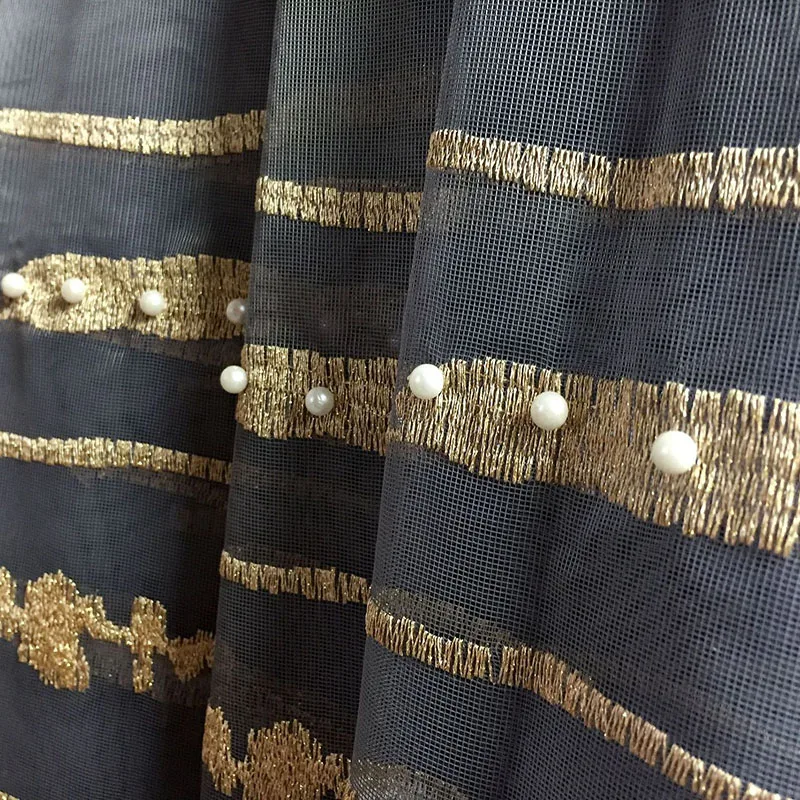 European Luxury Gold Thread Striped Embroidery Pearl White curtains For Living Room Bedroom grey voile Tulle For Kitche
European Luxury Gold Thread Striped Embroidery Pearl White curtains For Living Room Bedroom grey voile Tulle For Kitche