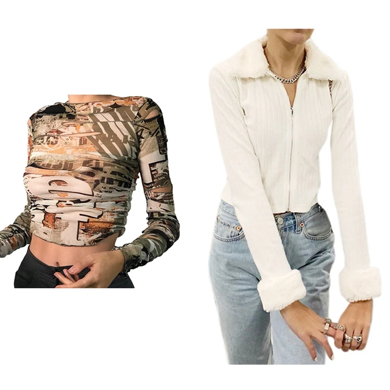 1 Pcs Girl Zip Up Collar Knitted Cardigans White S & 1 Pcs Autumn Stacked Cut Out Hole Female T-Shirt Khaki
1 Pcs Girl Zip Up Collar Knitted Cardigans White S & 1 Pcs Autumn Stacked Cut Out Hole Female T-Shirt Khaki