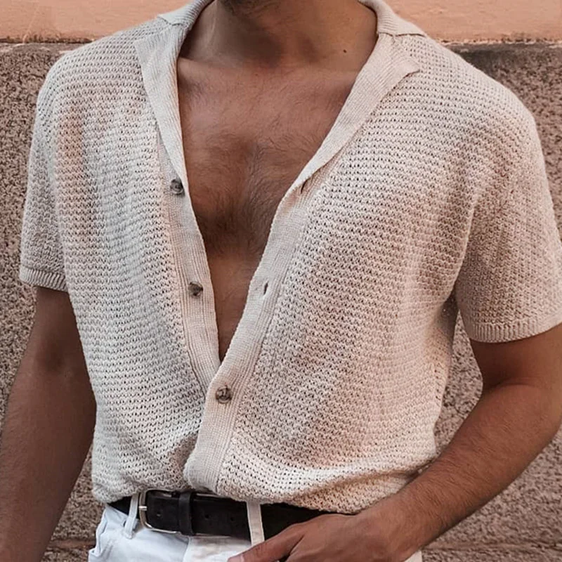 Мужская однотонная трикотажная рубашка-поло, с коротким рукавом и V-образным вырезом
Мужская однотонная трикотажная рубашка-поло, с коротким рукавом и V-образным вырезом