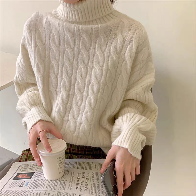 Winter Sweater Women Turtleneck Twist Oversized Knitted Pullover Korean Loose Soft Solid Warm Lantern Sleeve Female Jumper Tops
Winter Sweater Women Turtleneck Twist Oversized Knitted Pullover Korean Loose Soft Solid Warm Lantern Sleeve Female Jumper Tops