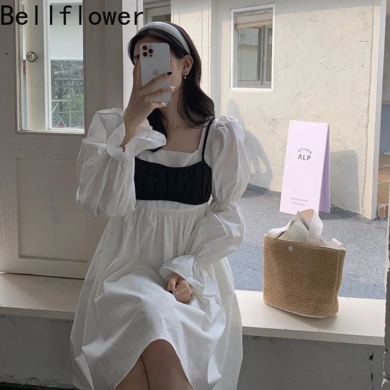 2021 Autumn Lantern Sleeve Harajuku Dress for Women Korean Fashion Loose Small Sling 2 Piece Suit Square Collar White Dresses
2021 Autumn Lantern Sleeve Harajuku Dress for Women Korean Fashion Loose Small Sling 2 Piece Suit Square Collar White Dresses