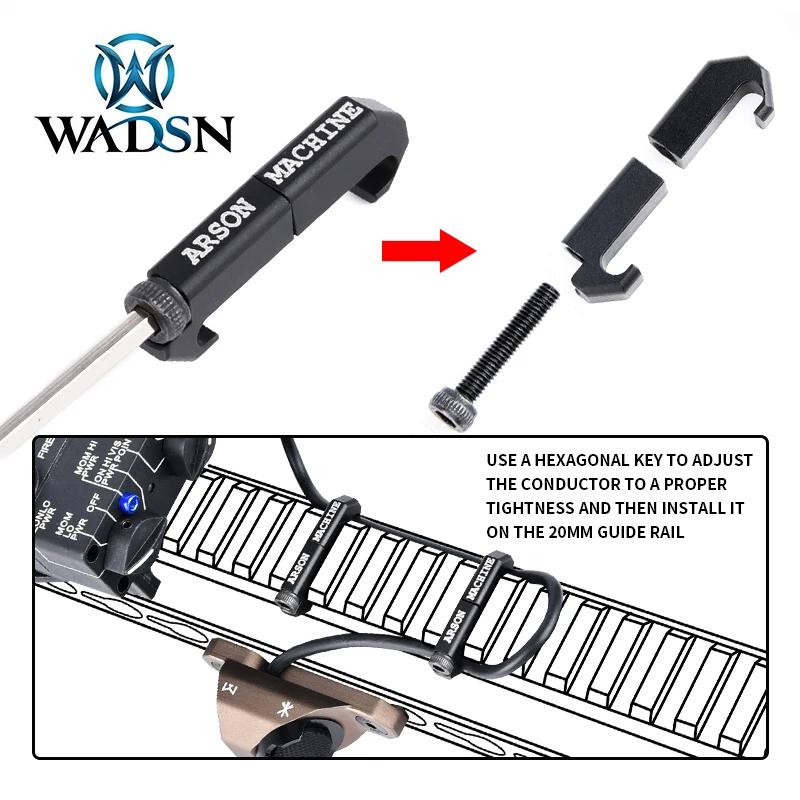 

WADSN Picatinny WireGuide System Cable Management Arson Machine CNC Rifle Weapon Light M300 M600 PEQ DBALA2 Switch Cable Clip