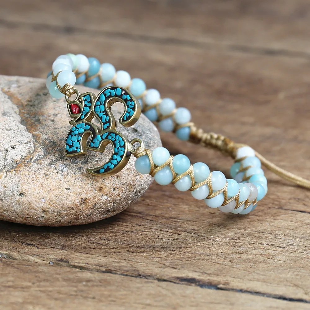 5A 4mm Amazonite Stone Buddhism OM Braided Bracelet Handmade Jewelry Yoga Friendship Bracelet Bangle Bohemian Jewellery
5A 4mm Amazonite Stone Buddhism OM Braided Bracelet Handmade Jewelry Yoga Friendship Bracelet Bangle Bohemian Jewellery
