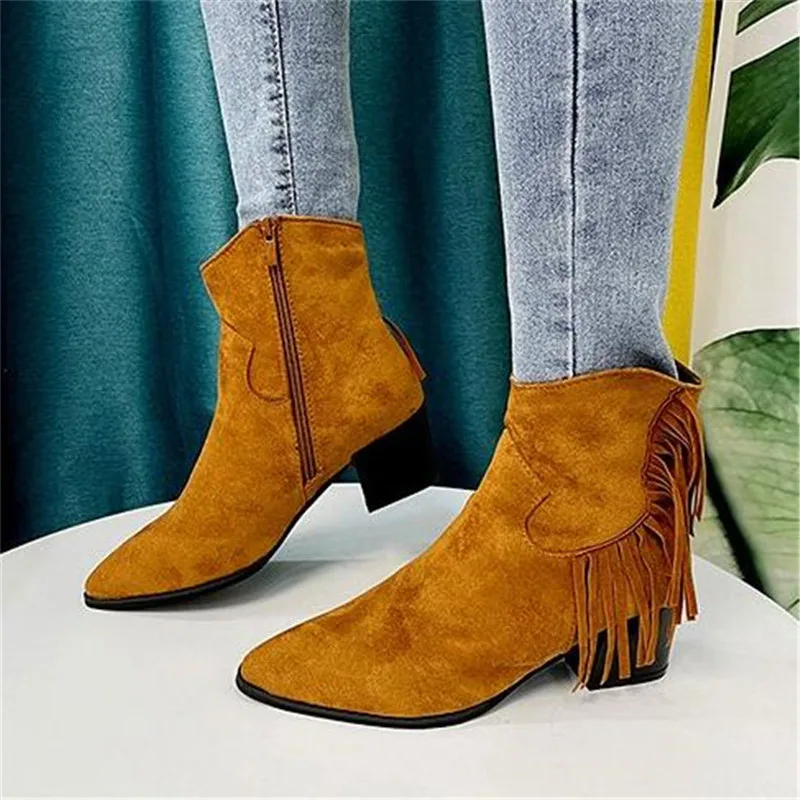 Women's ankle boots autumn and winter motorcycle boots zipper ankle boots women's suede non-slip fashion tassel boots35-43 
Women's ankle boots autumn and winter motorcycle boots zipper ankle boots women's suede non-slip fashion tassel boots35-43