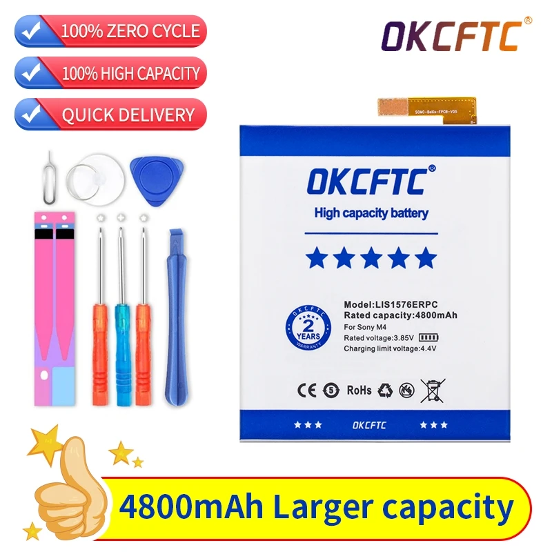 OKCFTC Battery 4800mAh LIS1576ERPC AGPB014-A001 Battery For SONY Xperia M4 Aqua E2303 E2333 E2353 Battery
OKCFTC Battery 4800mAh LIS1576ERPC AGPB014-A001 Battery For SONY Xperia M4 Aqua E2303 E2333 E2353 Battery