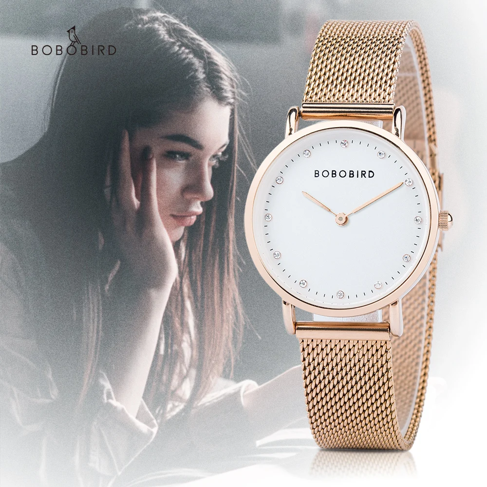 

BOBO BIRD Couples Watche Valentine's Day Present Stainless Steel Casual Dial Watches Women Quartz WristWatch Dropshipping