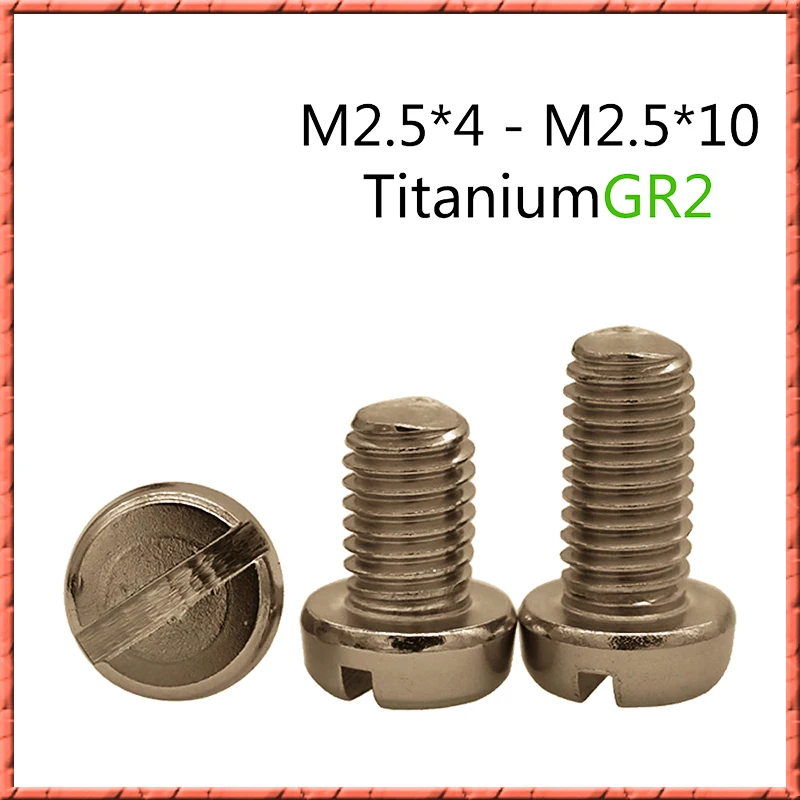 50Pcs/Lot Pure Titanium GR2 M2.5*L Round Head Screw Cup Cylindrical Head Slotted Small Screw Anticorrosion Antirust M2.5*4-10
50Pcs/Lot Pure Titanium GR2 M2.5*L Round Head Screw Cup Cylindrical Head Slotted Small Screw Anticorrosion Antirust M2.5*4-10