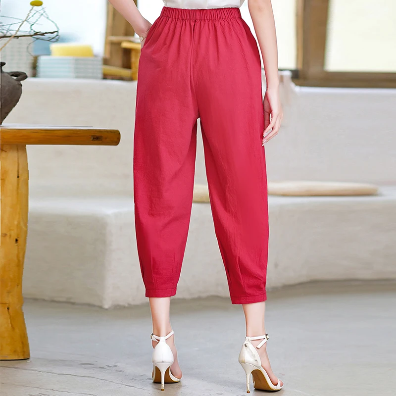 Autumnn Spring Solid Woman Pencil Pants Plus Size High Waist Casual Ladies Trousers with Pockets Loose Female Calf-Length Pants
Autumnn Spring Solid Woman Pencil Pants Plus Size High Waist Casual Ladies Trousers with Pockets Loose Female Calf-Length Pants