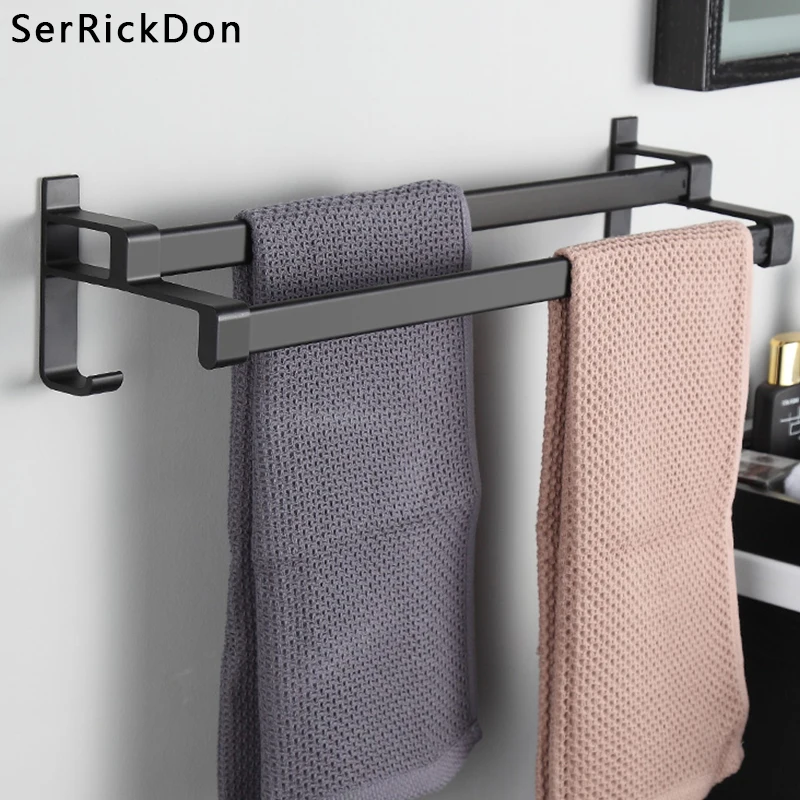 Matte Black Towel Rack Bathroom Towel Holder Aluminum Wall Mounted Folding Towel Hanger Storage Shelf Hook Bathroom Accessories
Matte Black Towel Rack Bathroom Towel Holder Aluminum Wall Mounted Folding Towel Hanger Storage Shelf Hook Bathroom Accessories