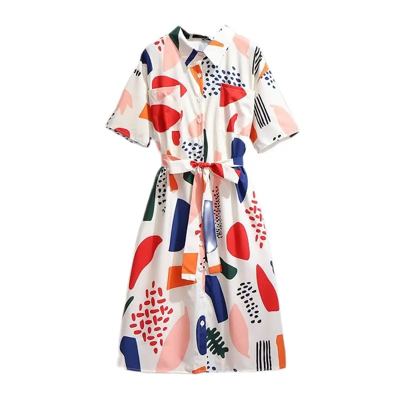 Grace Vintage Turn Down Collar Single Breasted Belt Printing Mid Calf Casual Dresses Plus Size Summer Women'S Dress 2021L33
Grace Vintage Turn Down Collar Single Breasted Belt Printing Mid Calf Casual Dresses Plus Size Summer Women'S Dress 2021L33