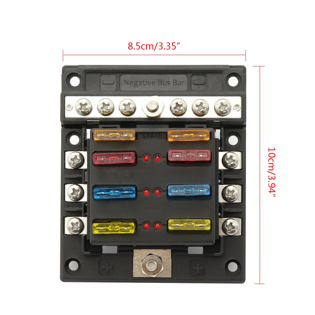 6-way Fuse Holder with LED Indicator Light and Negative Busbar for 12/24V Car RV M4YB
6-way Fuse Holder with LED Indicator Light and Negative Busbar for 12/24V Car RV M4YB