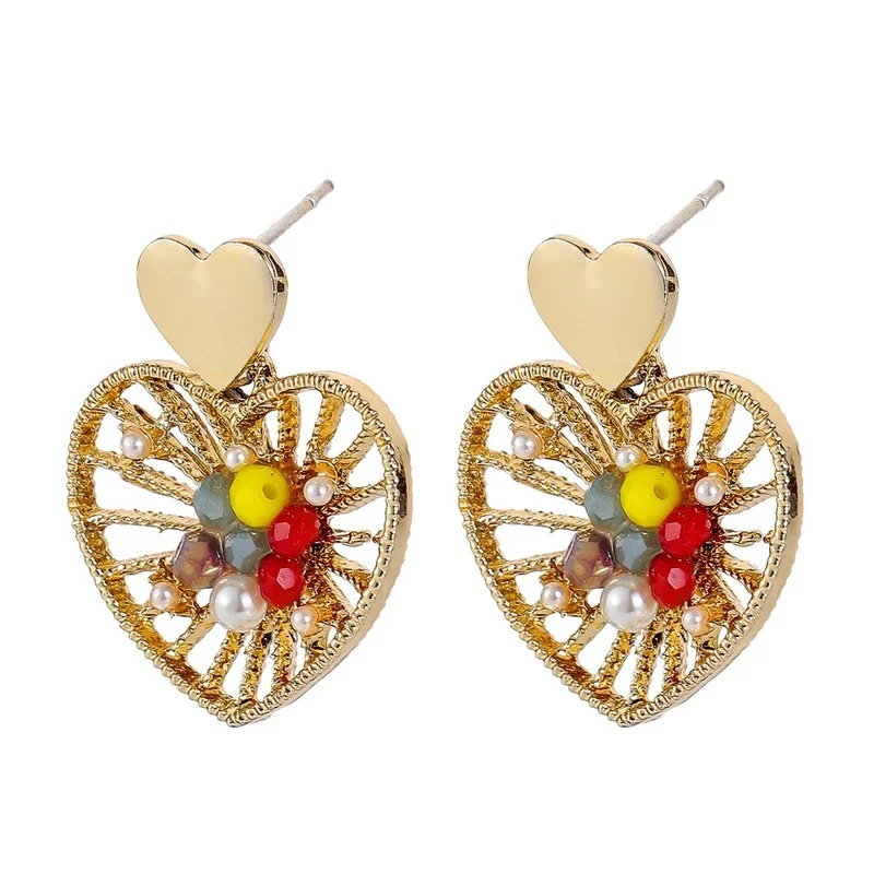 Minar Vintage Rainbow Crystal Beads Heart Earrings for Women Gold Color Metal Love Faux Pearls Dangle Earrings Beach Jewelry
Minar Vintage Rainbow Crystal Beads Heart Earrings for Women Gold Color Metal Love Faux Pearls Dangle Earrings Beach Jewelry