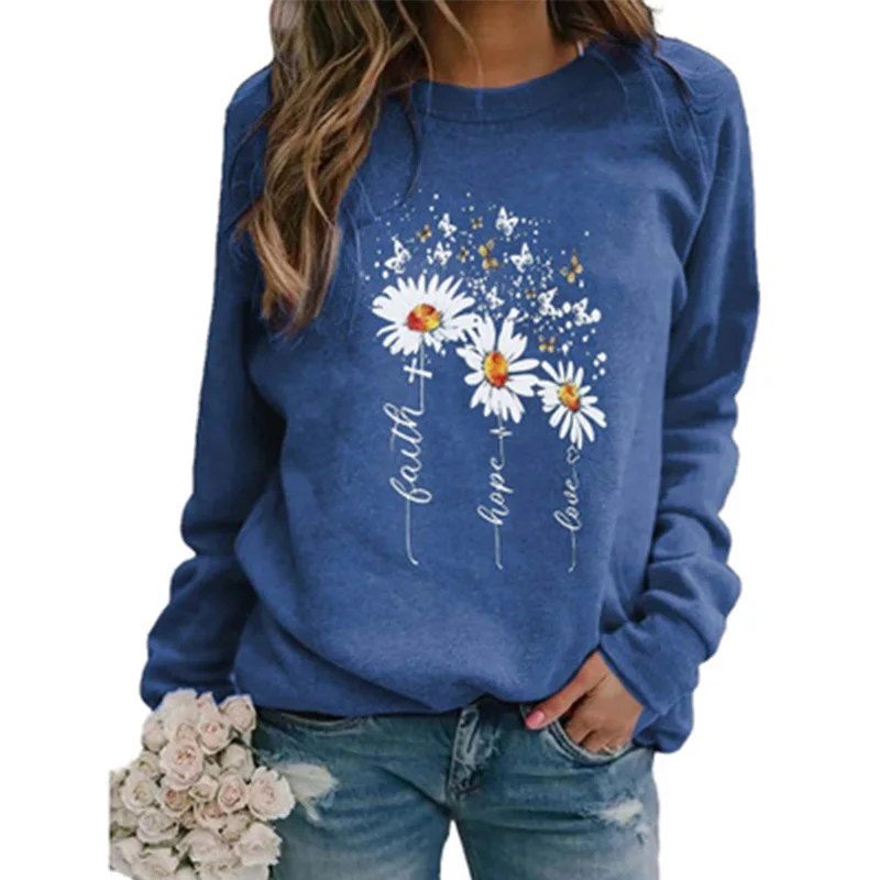 2021 spring autumn hot sale casual small daisy print round neck long sleeve loose hedging women's T-shirt
2021 spring autumn hot sale casual small daisy print round neck long sleeve loose hedging women's T-shirt