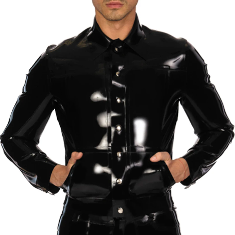 Black Sexy Short Latex Jacket With Buttons Front Pockets And Turn Down Collar Rubber Coat YF-0284
Black Sexy Short Latex Jacket With Buttons Front Pockets And Turn Down Collar Rubber Coat YF-0284