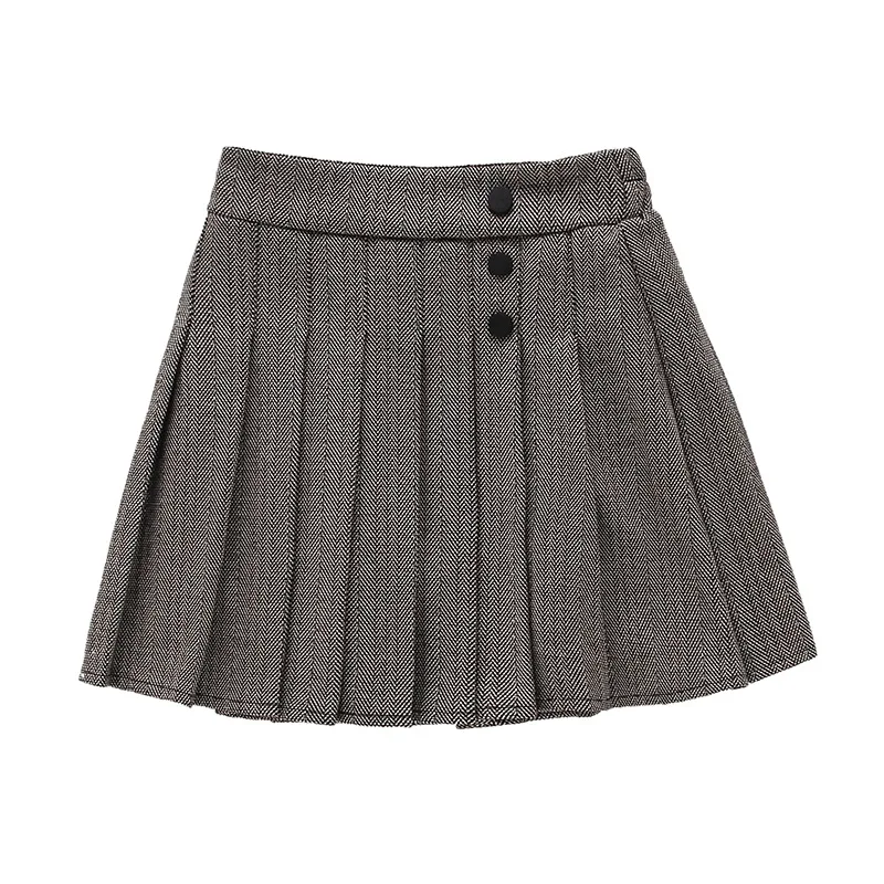 2019 Fall New Pleated Skirt for Girls Gray Woolen Cloth Skirts Autumn Winter Children Clothes Kids Girl For 4 to 12 Years | Мать и