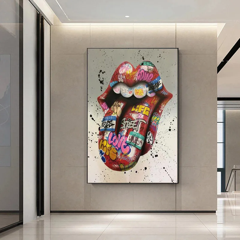 Modern Creative Street Graffiti Art Painting Colorful Mouth Decorative Painting Big Tongue Personality Living Room Canvas Mural
Modern Creative Street Graffiti Art Painting Colorful Mouth Decorative Painting Big Tongue Personality Living Room Canvas Mural