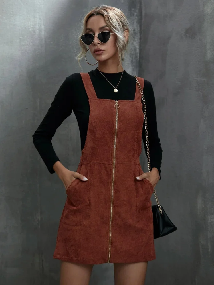 DGIRL Corduroy O-Ring Zipper Mini Overall Dress Sundress Women Casual Sleeveless Dress Robe Femme Vestidos Dress
DGIRL Corduroy O-Ring Zipper Mini Overall Dress Sundress Women Casual Sleeveless Dress Robe Femme Vestidos Dress