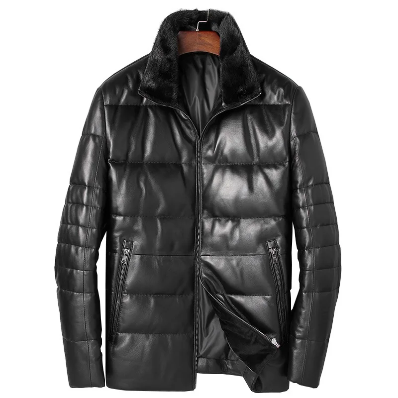Jacket Genuine Leather Winter Men Warm Sheepskin Coat Real Mink Fur Collar Down Cotton Jackets Veste Cuir Homme 81C7165
Jacket Genuine Leather Winter Men Warm Sheepskin Coat Real Mink Fur Collar Down Cotton Jackets Veste Cuir Homme 81C7165