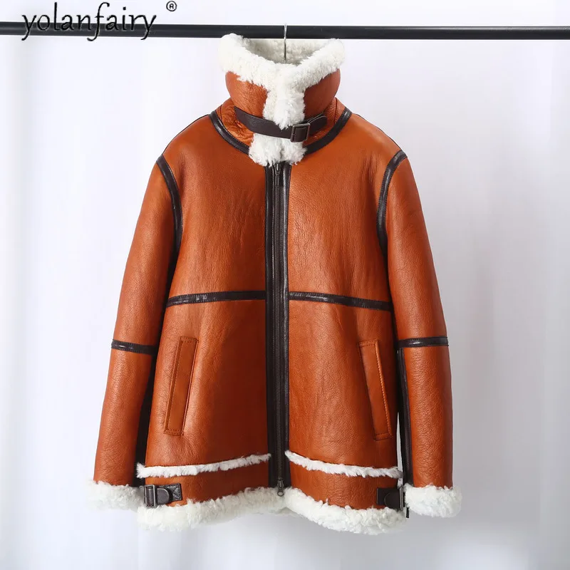 

Натуральная куртка из короткой овечьей шерсти, женская зимняя шуба из натурального меха, женские теплые шерстяные шубы и куртки, женская шу...