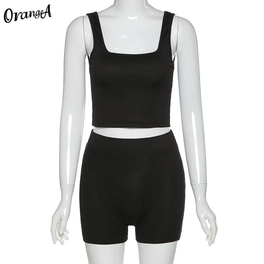 OrangeA blackless women fitness tracksuit low-neck sleeveless crop top biker shorts set solid ribbed streetwear casual outfits
OrangeA blackless women fitness tracksuit low-neck sleeveless crop top biker shorts set solid ribbed streetwear casual outfits
