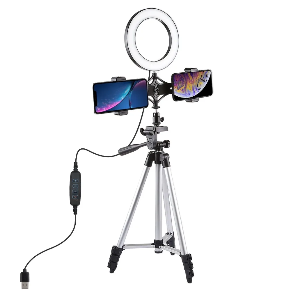 PULUZ PKT3034 6.2 Inch USB Video Ring Light Tripod Light Stand Dual Phone Clip for Photo Studio Tik Tok Youtube Live Streaming
PULUZ PKT3034 6.2 Inch USB Video Ring Light Tripod Light Stand Dual Phone Clip for Photo Studio Tik Tok Youtube Live Streaming