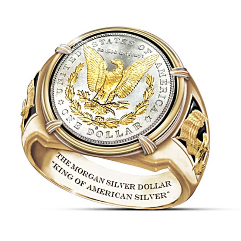 The Morgan Gold Silver Color Dollar Coin King Ring of The United States Jewelry American Eagle Ring for Men Party
The Morgan Gold Silver Color Dollar Coin King Ring of The United States Jewelry American Eagle Ring for Men Party