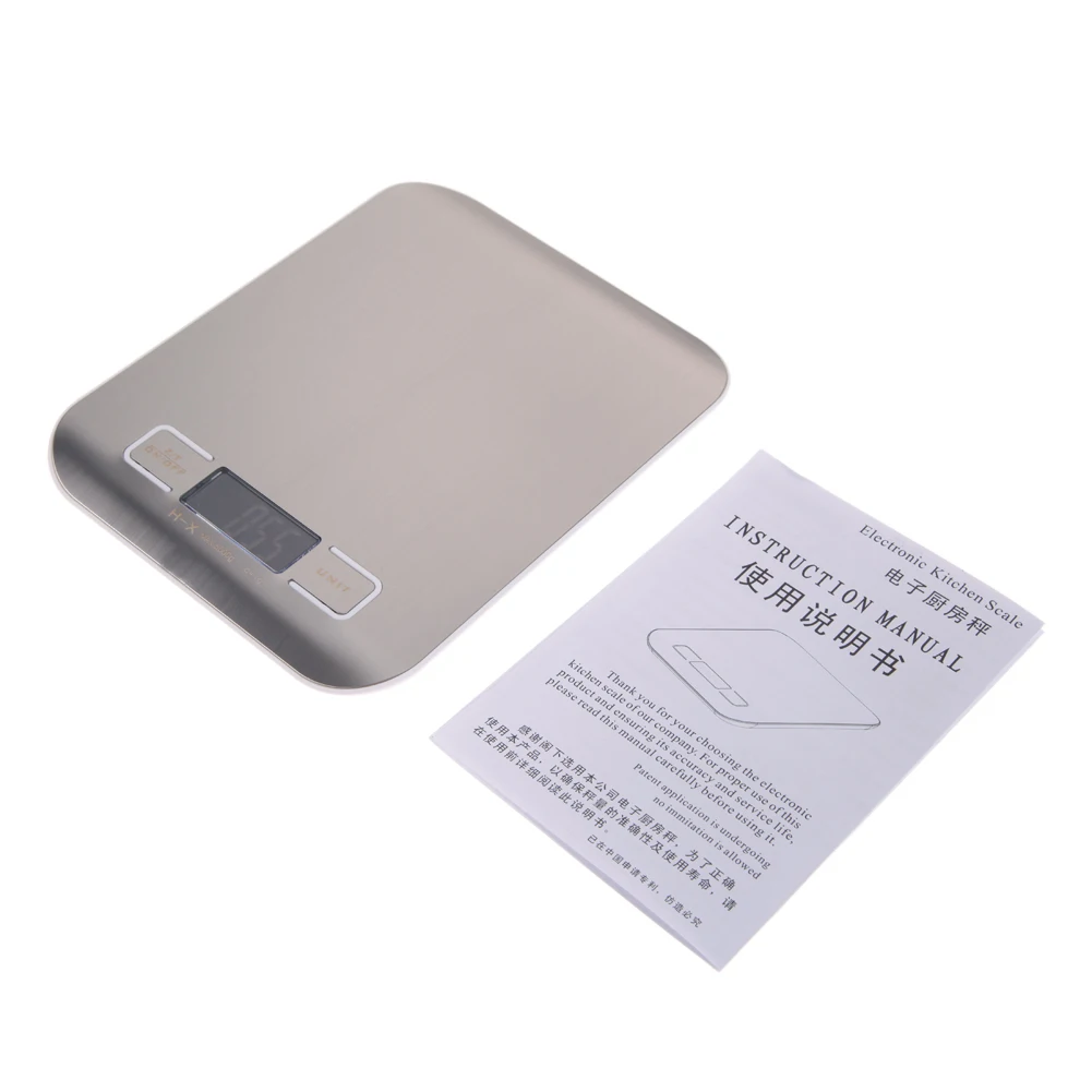 11 LB / 5000g Electronic Kitchen Weighing Scale Food Scale Stainless Steel Weighing Scale LCD High Precision Measuring Tools
11 LB / 5000g Electronic Kitchen Weighing Scale Food Scale Stainless Steel Weighing Scale LCD High Precision Measuring Tools