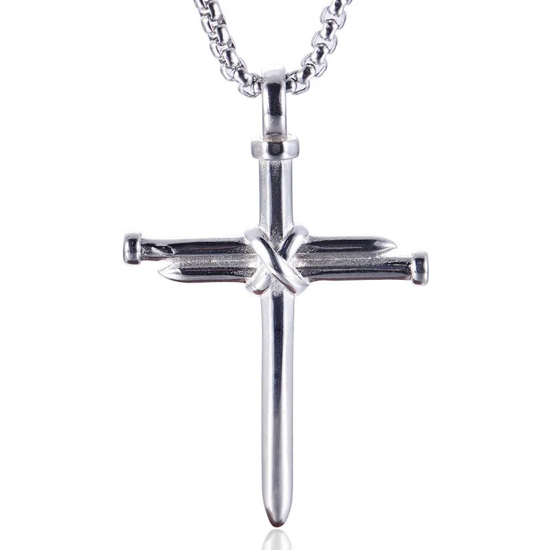 GG28 European and American casting Necklace Steel Nail Cross Pendant punk style men's necklace jewelry wholesale
GG28 European and American casting Necklace Steel Nail Cross Pendant punk style men's necklace jewelry wholesale