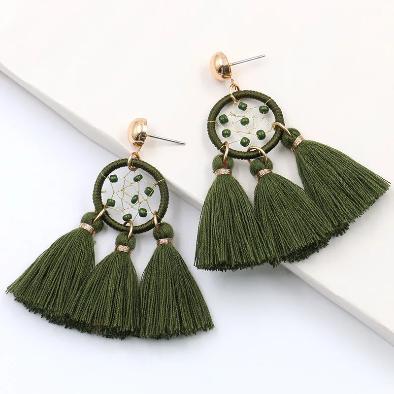 Euro-American New Fashion Nature Colorful Earrings with National Style and Hand-made Tassel Earrings
Euro-American New Fashion Nature Colorful Earrings with National Style and Hand-made Tassel Earrings