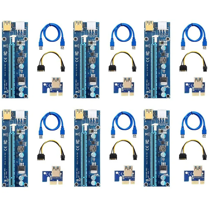 6 упаковок PCIE Risers 009S выделенная графическая карта для майнинга PCI-E 1X до 16X карта Райзера с 6 контактами SATA кабель питания 3,0
6 упаковок PCIE Risers 009S выделенная графическая карта для майнинга PCI-E 1X до 16X карта Райзера с 6 контактами SATA кабель питания 3,0