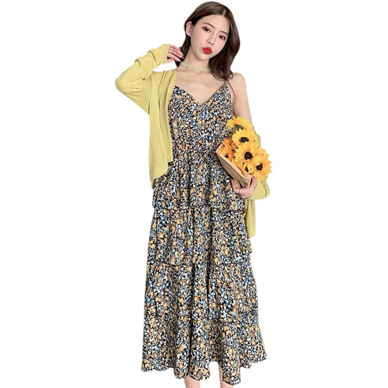 Summer Korean Sleeveless Dresses Women Long Vestidos Floral Printed Spaghetti Strap Sling Elegant Casual Chiffon V-Neck Femme
Summer Korean Sleeveless Dresses Women Long Vestidos Floral Printed Spaghetti Strap Sling Elegant Casual Chiffon V-Neck Femme
