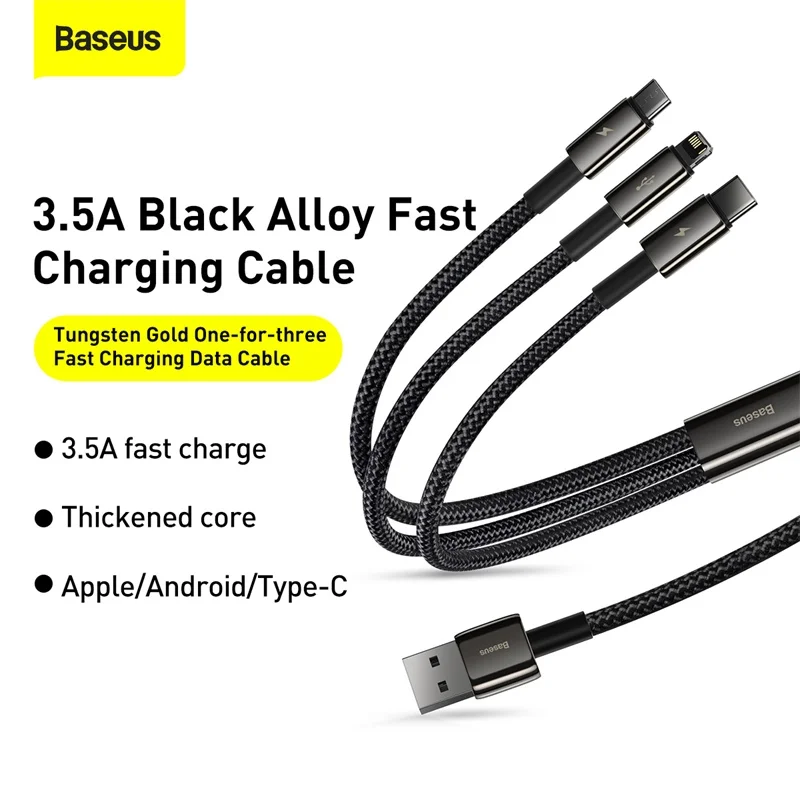 Кабель Baseus 3 в 1 USB Type C для iPhone 12 Pro Mini Max кабель быстрой зарядки или Samsung S20 Xiaomi Micro |
