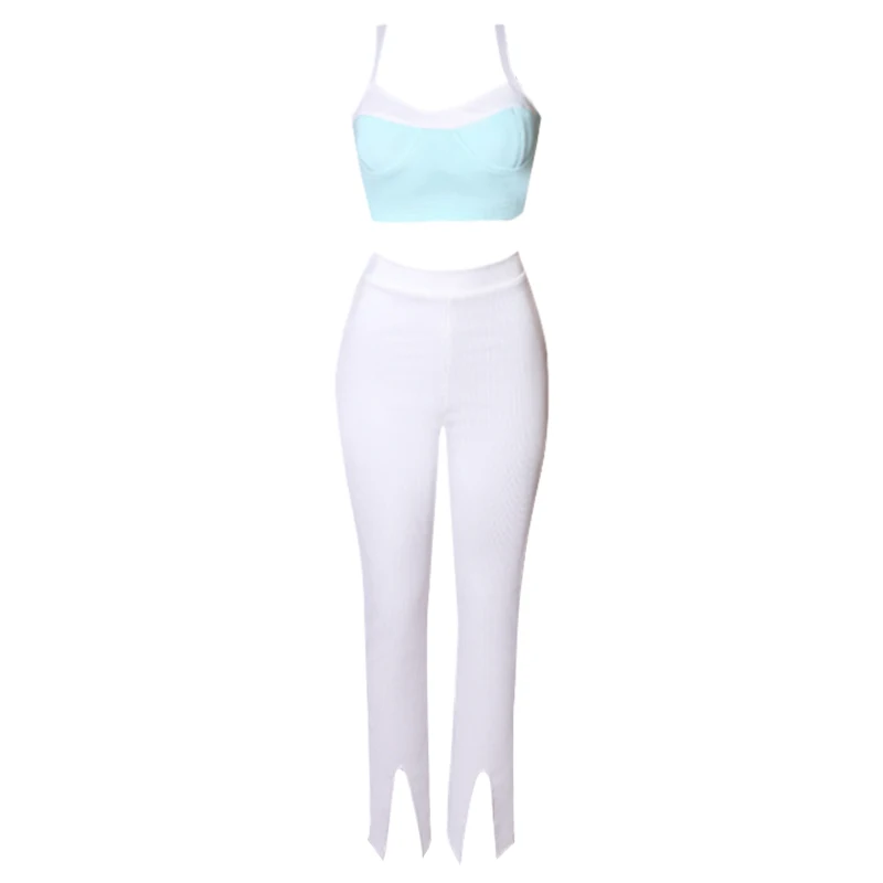 BEAUKEY New 2021 Women White Long Length High Waist Pants Sky Blue Sleeveless strap Short Top Slim Bodycon Summer 2 pieces Set
BEAUKEY New 2021 Women White Long Length High Waist Pants Sky Blue Sleeveless strap Short Top Slim Bodycon Summer 2 pieces Set