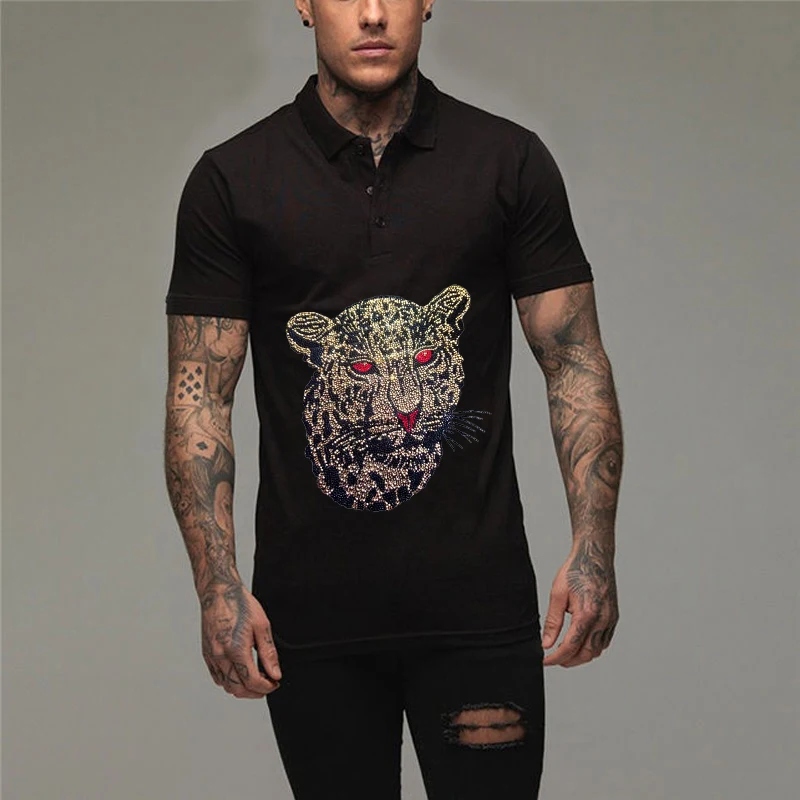 Spring And Summer Men's POLO Shirt New Design Rhinestone Leopard Breathable Lapel TEES Business Street Short Sleeve Large Size
Spring And Summer Men's POLO Shirt New Design Rhinestone Leopard Breathable Lapel TEES Business Street Short Sleeve Large Size