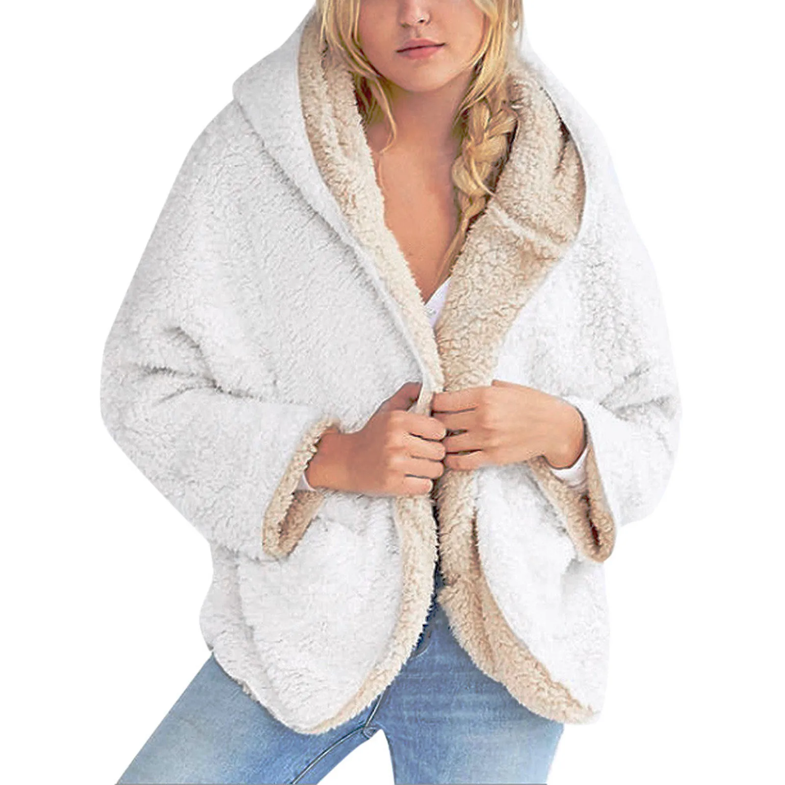 Female Casual Loose Long Sleeve Outerwear Winter New Warm Plush Furry Women Jackets Fashion Patchwork Pocket Hooded Coats
Female Casual Loose Long Sleeve Outerwear Winter New Warm Plush Furry Women Jackets Fashion Patchwork Pocket Hooded Coats