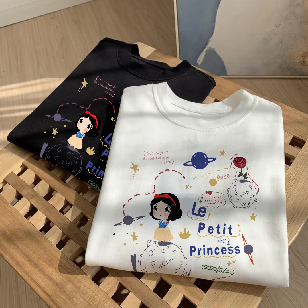 New Snow White Pattern Women's Round Neck T-Shirt Women Summer Short-Sleeved T-Shirt Women Loose And Thin Top
New Snow White Pattern Women's Round Neck T-Shirt Women Summer Short-Sleeved T-Shirt Women Loose And Thin Top