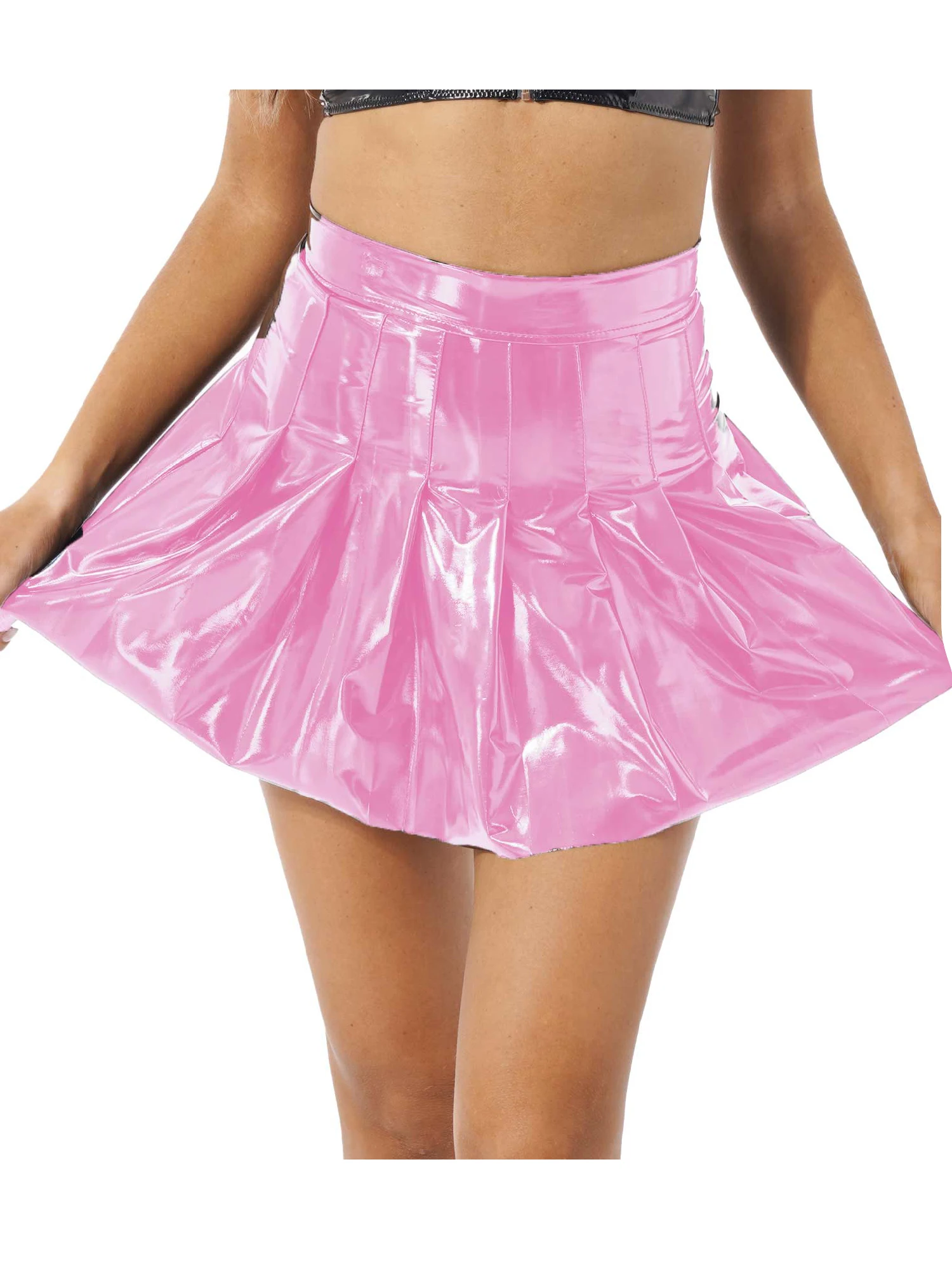 Women Shining Faux Leather Pleated Dancing Skirt Skirt Fashion Glossy Solid Color High Waist Zipper Miniskirt Clubwear
Women Shining Faux Leather Pleated Dancing Skirt Skirt Fashion Glossy Solid Color High Waist Zipper Miniskirt Clubwear