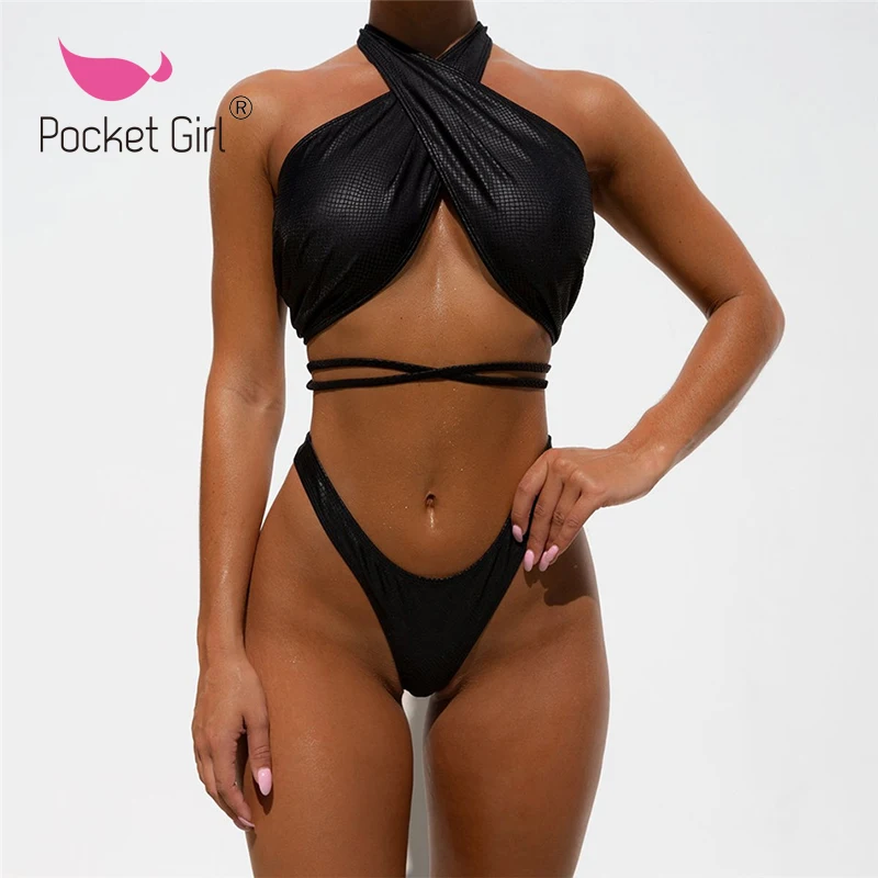 Pocket Girl 2020 High Neck Bikinis Sexy Swimsuit Female Hollow Out Swimwear Women Bathers High Cut Bikini Set New Bathing Suit
Pocket Girl 2020 High Neck Bikinis Sexy Swimsuit Female Hollow Out Swimwear Women Bathers High Cut Bikini Set New Bathing Suit