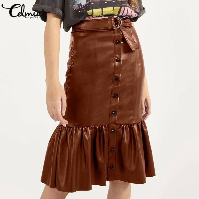 Celmia Winter Women PU Leather Skirts 2022 Autumn Fashion Elegant Belted Sexy High Waist Skirt Casual Ruffles Buttons Skirts
Celmia Winter Women PU Leather Skirts 2022 Autumn Fashion Elegant Belted Sexy High Waist Skirt Casual Ruffles Buttons Skirts