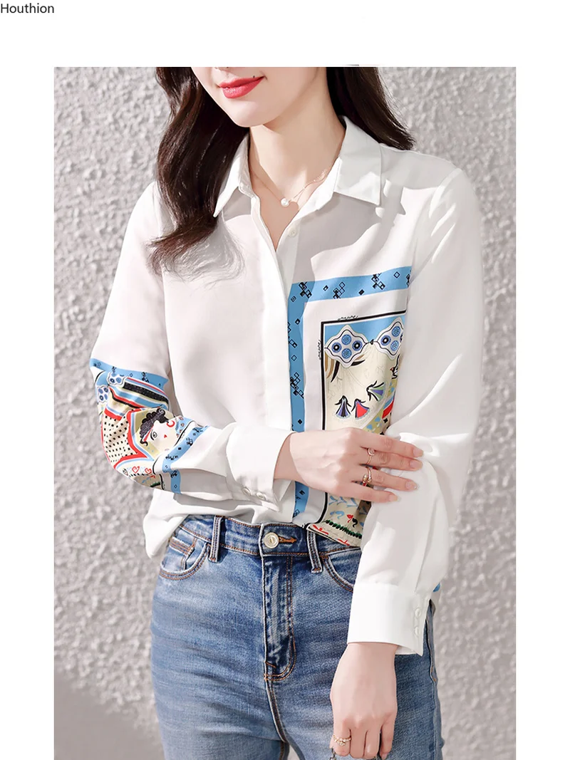 Silk Women's Blouse Solid Polo Girl's Shirt Fashion Loose Casual Summer Plus Size Long Sleeve Top Chiffon Lady Blusas Houthion
Silk Women's Blouse Solid Polo Girl's Shirt Fashion Loose Casual Summer Plus Size Long Sleeve Top Chiffon Lady Blusas Houthion