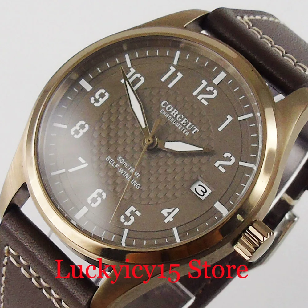 CORGEUT Dress Bronzed Coated 40mm Automatic Men Wristwatch NH35 Movement Leather Strap Date Window
CORGEUT Dress Bronzed Coated 40mm Automatic Men Wristwatch NH35 Movement Leather Strap Date Window